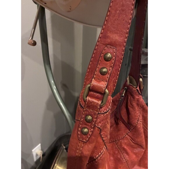Fossil Vintage Distressed Boho Chic Leather Bag  Orange/reddish - Picture 4 of 6
